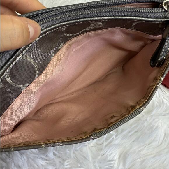 COACH y2k Gray Silver Signature Canvas  Mini Purse Wristlet - Picture 9 of 11